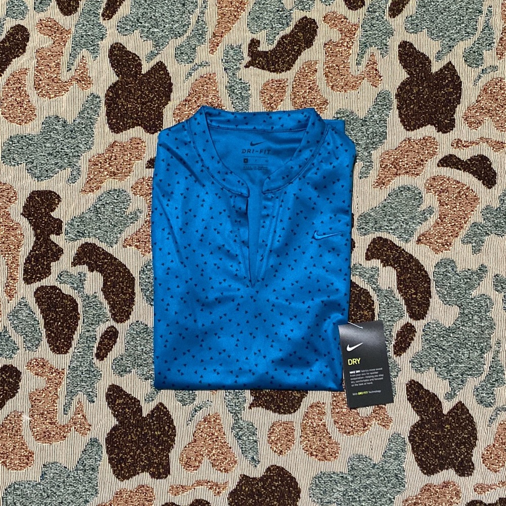 Nike Dri-Fit Sleeveless Printed Golf Polo Blue